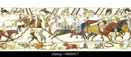 This scene from the Bayeux Tapestry depicts a key moment from the ...