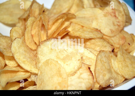 filled plate of chips Stock Photo