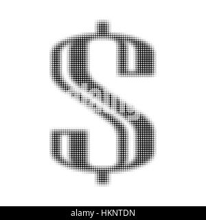 Low poly dollar sign, abstract shapes vector illustration in black and white Stock Vector