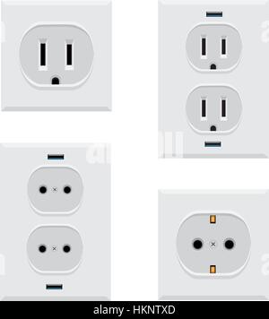 power outlet set Stock Vector