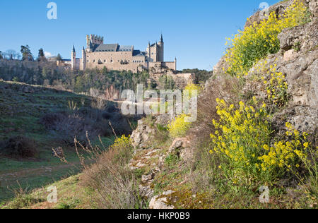 Segovia - Alcazar castle in morning light. Stock Photo