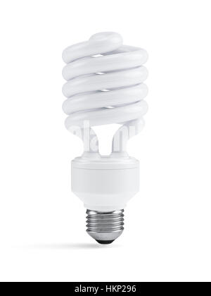 Fluorescent light bulb isolated on white background. 3d rendering illustration Stock Photo