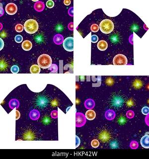 Fireworks Seamless Pattern Stock Vector
