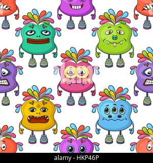 Seamless pattern with cartoon monsters Stock Vector Image & Art - Alamy