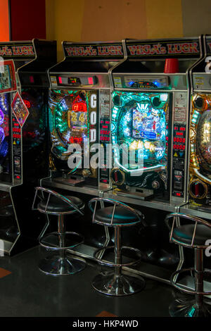 TOKYO, JAPAN - OCTOBER 2, 2016: Detail of arcades in Tokyo, Japan. Tokyo is the worlds biggest center of public arcade culture. Stock Photo