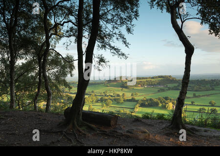 View of Hart Hill and the Cheshire Countryside from Bickerton Hill Early on an Autumn Morning Stock Photo