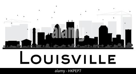 Louisville City skyline black and white silhouette. Simple flat illustration for tourism presentation, banner, placard or web site. Stock Vector