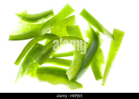 Sliced Green Pepper on white background Stock Photo