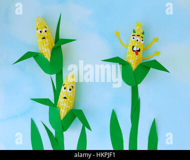 Humorous depiction of genetically modified "monster” corn Stock Photo