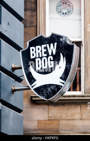 Sign for the Brew Dog brewery on a pub in Newcatle.