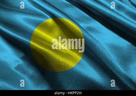 Palau flag ,Palau national flag 3D illustration symbol Stock Photo