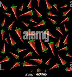 Hot Red Peppers Seamless Pattern Stock Vector