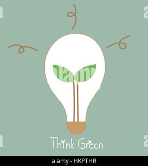 Ecology light bulb, tree grow in a light bulb. Stock Vector
