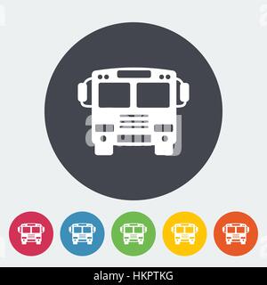 Bus. Single flat icon on the circle. Vector illustration. Stock Vector