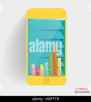 Infographic design template. Touchscreen device with colorful design graph, vector illustration. Stock Vector