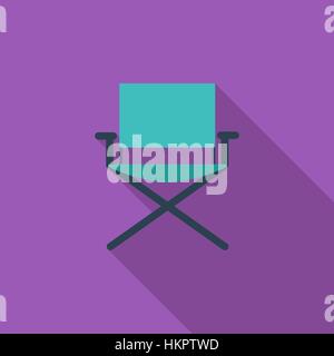 Camping chair icon. Flat vector related icon with long shadow for web and mobile applications. It can be used as - logo, pictogram, icon, infographic  Stock Vector