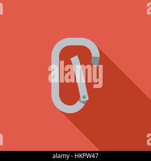 Climbing carabiner icon. Flat vector related icon with long shadow for web and mobile applications. It can be used as - logo, pictogram, icon, infogra Stock Vector