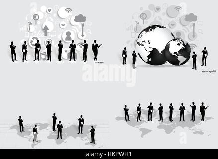 Business concept with businessman and cloud of application. Vector illustration. Stock Vector