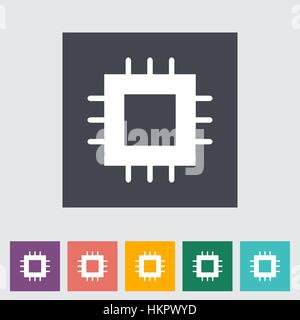 Electronic chip flat icon. Vector illustration. Stock Vector