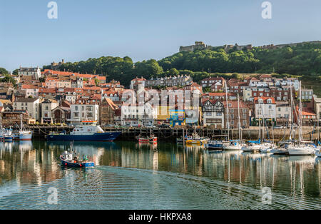 Habor of Scarborough on the North Sea coast of North Yorkshire, England Stock Photo