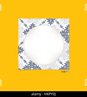 Vintage picture frame on yellow wall. Vector EPS10 Stock Vector