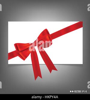 Card with red ribbons bows. Vector illustration. Stock Vector
