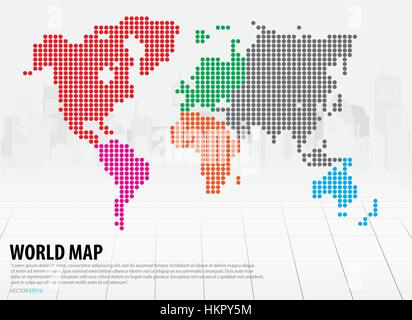 World map with continents. Vector illustration. Stock Vector