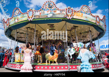 The Seville Fair (officially Feria de abril de Sevilla, 'Seville April Fair') is held in the Andalusian capital Seville. Stock Photo