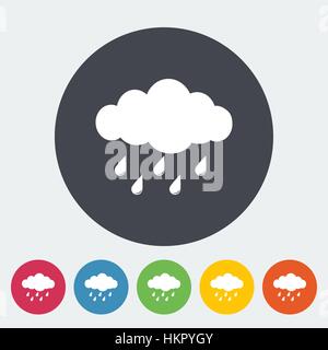 Rain. Single flat icon on the circle. Vector illustration. Stock Vector