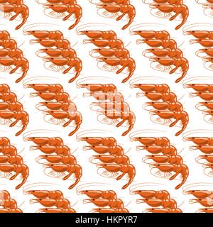 Cooked Red Shrimps Seamless Pattern Stock Vector