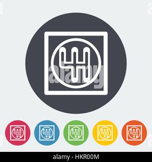 Gear. Single flat icon on the circle. Vector illustration. Stock Vector