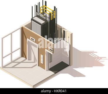 Vector isometric low poly elevator cutaway icon Stock Vector