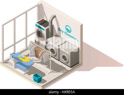 Vector isometric low poly commercial laundry icon Stock Vector
