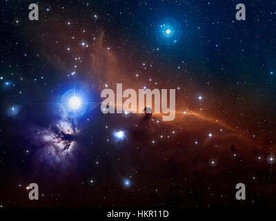 Horsehead nebula in the background of starry sky. Some image elements furnished by NASA. Stock Photo