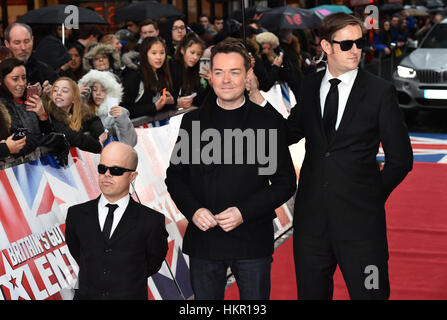 Stephen Mulhern (centre) attending the Britain's Got Talent Photocall at the London Palladium. PRESS ASSOCIATION Photo. Picture date: Sunday January 29, 2017. See PA story SHOWBIZ BGT. Photo credit should read: Matt Crossick/PA Wire Stock Photo