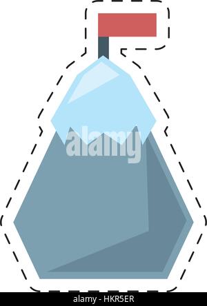 snow mountain red flag geometric shape cut line vector illustration eps 10 Stock Vector