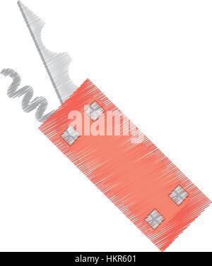 drawing swiss knife multi tool camping Stock Vector