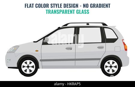 Minivan vector template on white background. Flat and solid color vector Stock Vector