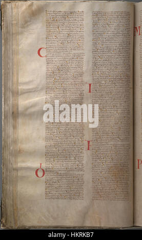 The Codex Gigas, known as the 'Devil's Bible,' is a massive medieval manuscript containing the Old Testament, including the books of Samuel, depicted here in folios 132 of the I-II Samuel section. Stock Photo