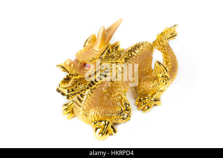 Golden dragon isolated on white background. Stock Photo