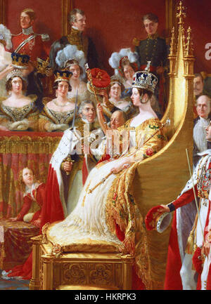 Coronation of Queen Victoria 28 June 1838 by Sir George Hayter (cropped) Stock Photo