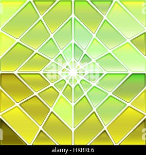 abstract vector stained-glass mosaic background - green and yellow rhombus Stock Vector