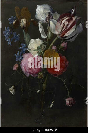 'A Vase of Flowers' by Daniel Seghers is a detailed still-life painting ...