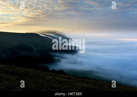 Low lying mist below the South Downs at Devil's Dyke, Sussex. UK Stock Photo