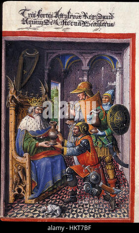 David In Script Manuscript illustration of King David in prayer within an illuminated ...