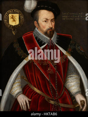 English School Ambrose Dudley, Earl of Warwick in Garter Robes Stock Photo