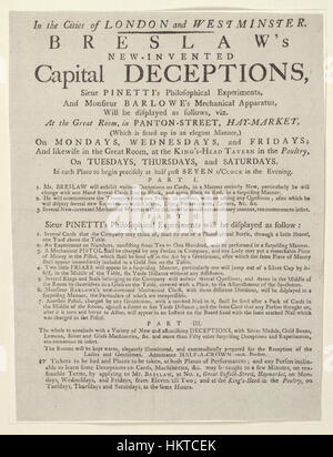 Bodleian Libraries, Handbill of Great Room, in Panton-Street, Haymarket, 1785, announcing Breslaw's new-invented capital deceptions Stock Photo