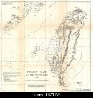 Formosa Island and the Pescadores China (1870 Le Gendre Map of Taiwan or Formosa) Stock Photo