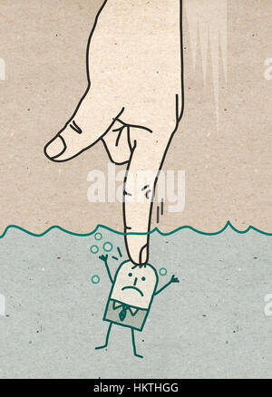 Big Hand - pushing under water Stock Photo