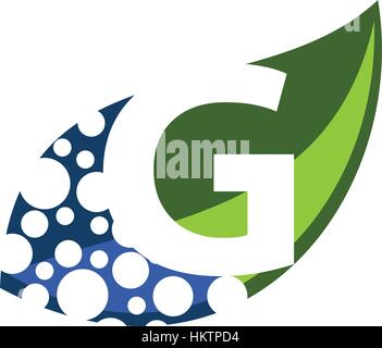 Leaf Water Letter G Stock Vector